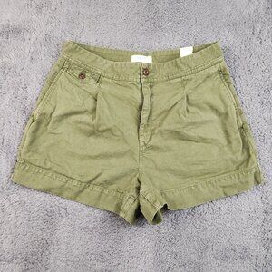 AE77  American Eagle Military Shorts Women Size 30 Twill Green High Waist Cotton